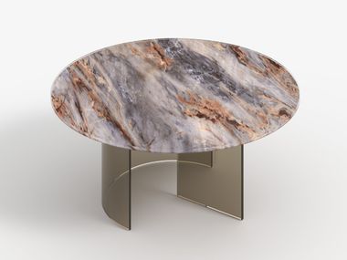 Round glass central coffee table LUXURY GREY La Gala Home