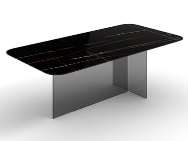 Rectangular glass dining table SAHARA NOIR La Gala Home