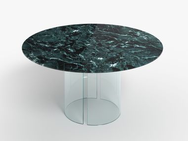 Round glass dining table VERDE ALPI La Gala Home