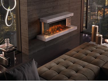 La Nordica-Extraflame, LUMEN 1200 CON CORNICE Caminetto elettrico incassato a tripla facciata con cornice