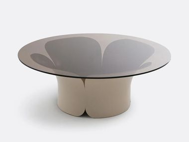 Tempered glass table with central base TESSEN La Redoute