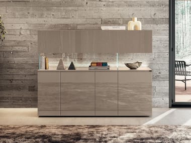 Glass highboard with integrated lighting AIR - 2645