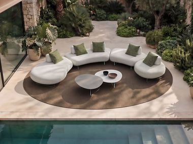 Divano da giardino modulare in tessuto AIR STONE Lago