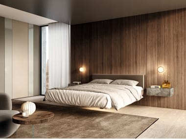 Lago, FLUTTUA - 1601 Letto matrimoniale con testiera imbottita