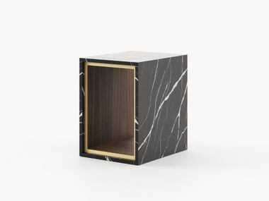 Marble high side table with integrated magazine rack NILO Laskasas