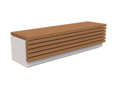 Backless cement and wood bench APOLLO Lazzari