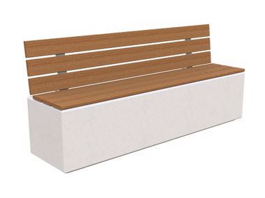 Cement and wood bench with back ZEUS Lazzari