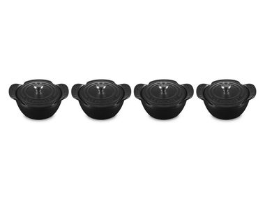 Set of 4 mini cocottes with glazed cast iron lids GOURMAND Le Creuset