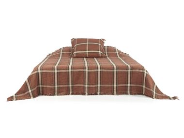 About Home Copriletto In Cotone A Spina Di Pesce, Rosso/Naturale, 50x60, Per Divano O Letto, Con Frange