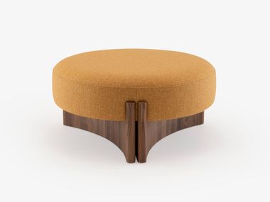 Round upholstered fabric footstool CRUSH Ligne Roset