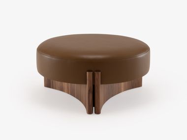 Round upholstered leather footstool CRUSH Ligne Roset