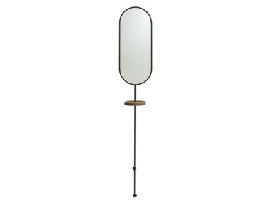 Specchio ovale in acciaio e vetro con mensola da parete LOOMY Ligne Roset