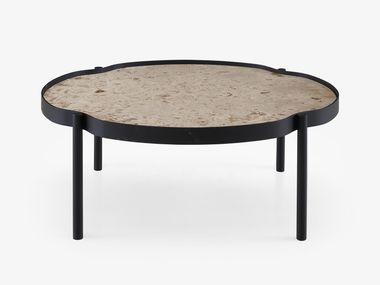 Round metal coffee table with marble top MALLEA Ligne Roset