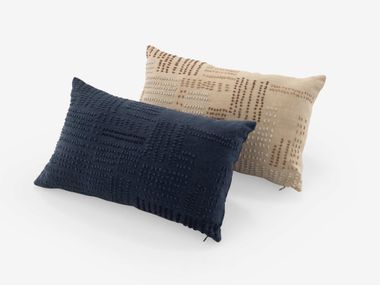 Rectangular embroidered cotton cushion SASHIKO Ligne Roset