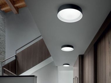 LED glass and iron ceiling light CREW_2 MAXI Linea Light Group