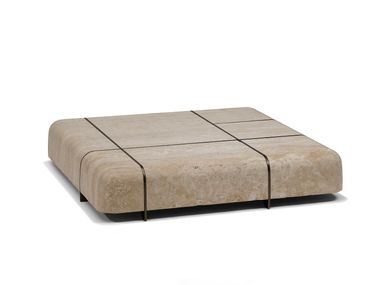Square low travertine central coffee table TESSERA Linteloo