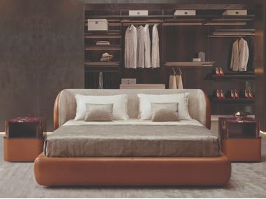 Polsterbett aus Leder und Stoff ROYAL Longhi