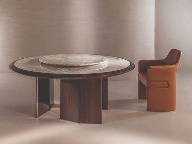 Round table with Lazy Susan and  marble top SPECTRE Longhi