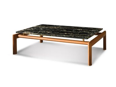 Low marble coffee table with leather-covered base ALCEO Ludovica Mascheroni