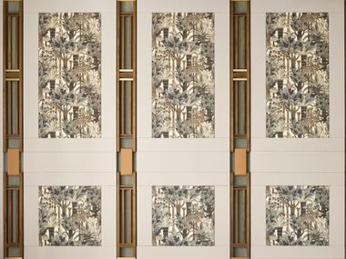 Boiserie en bois revêtue de cuir et de tissus raffinés ALFEA Ludovica Mascheroni