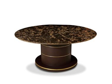 Round table in leather with marble top BALMORAL Ludovica Mascheroni