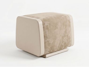 Pouf upholstered in leather and nubuck CAPRI Ludovica Mascheroni