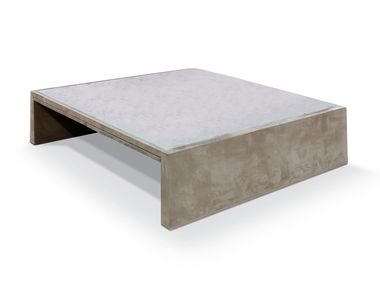 Low rectangular coffee table upholstered in nubuck with marble top CONLIS Ludovica Mascheroni