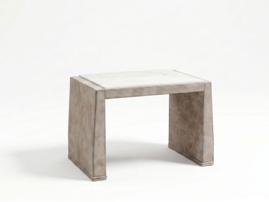 Rectangular coffee table in nubuck leather with marble top CONLIS Ludovica Mascheroni