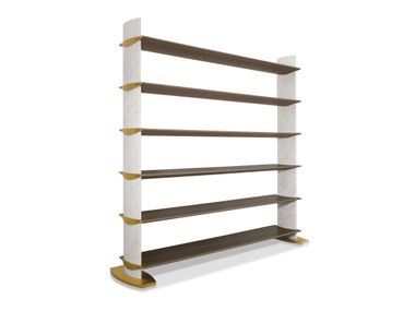 Open bookcase in ebony with nubuck upholstery DILETTA Ludovica Mascheroni