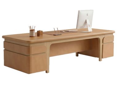 Oak desk with leather upholstery DOGE Ludovica Mascheroni