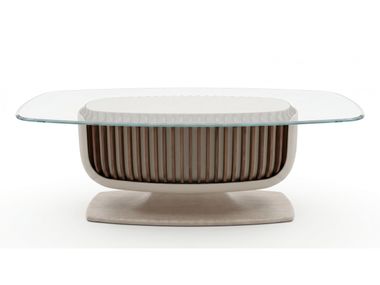 Wood and glass table with central base FORTEZZA Ludovica Mascheroni