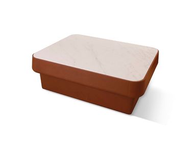 Mesa de centro retangular em pele com tampo em mármore FOUR SEASONS Ludovica Mascheroni