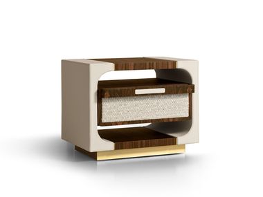 Comodino in ziricote e pelle con cassetto KRYSTAL Ludovica Mascheroni