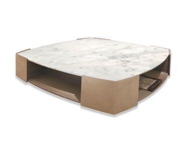 Mesa de centro baixa em nobuck com tampo em mármore MAGISTER Ludovica Mascheroni