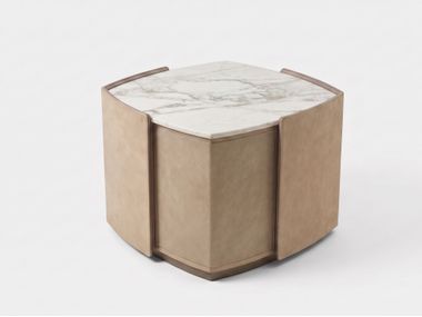 Mesa de centro quadrada em nobuck com tampo em mármore MAGISTER Ludovica Mascheroni