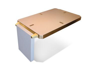 Rectangular table in bleached ash with leather leg PERPETUAL Ludovica Mascheroni
