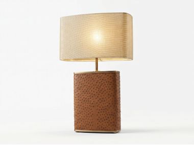 Leather-upholstered table lamp with fabric lampshade PIAZZA DI SPAGNA Ludovica Mascheroni