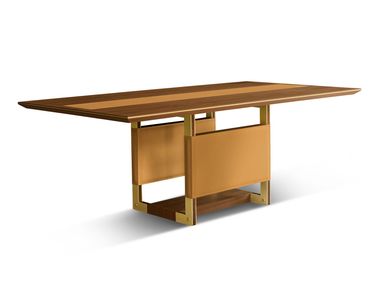 Rectangular table in Canaletto walnut with leather inserts REFISSO LEATHER TOP Ludovica Mascheroni