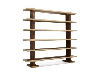 Open bookcase in rosewood with nubuck inserts TORNABUONI Ludovica Mascheroni