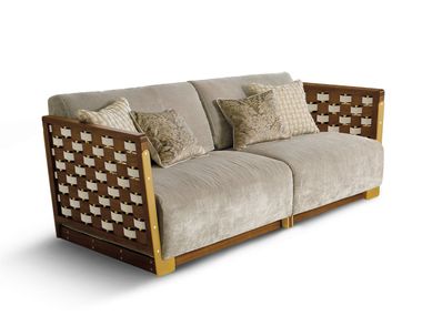 Canaletto walnut sofa upholstered in velvet TRIVIO Ludovica Mascheroni