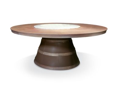Round table in Canaletto walnut-stained oak VIA DELLA SETA Ludovica Mascheroni