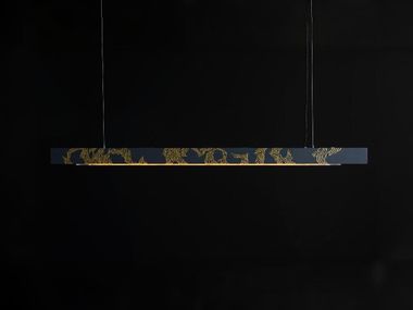 Luminária pendente LED de alumínio ZEBRA ANTHRACITE AND GOLD LEAF Lumen Lights