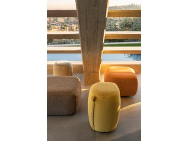 SEA SHELL Upholstered round fabric pouf By Luxy