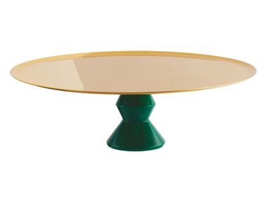 Round stainless steel cake stand with geometric resin base MADAME Sambonet