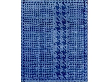 Tappeto rettangolare in lana e seta MADRASA IN SKY & MIDNIGHT BLUE Zollanvari