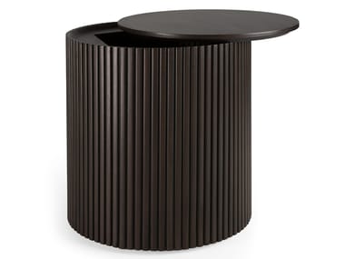 Tavolino rotondo alto in mogano con vano contenitore MAHOGANY ROLLER MAX Ethnicraft