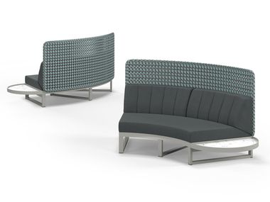 Modular curved high-back fabric garden sofa MUNIA MO LH MAMAGREEN