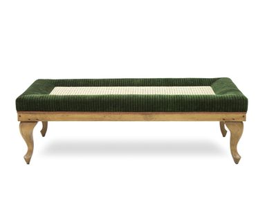 Low Vienna straw and velvet coffee table MARION ESSENCE Crearte Collections