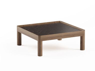 Square coffee table in wood and marble INSET MDD