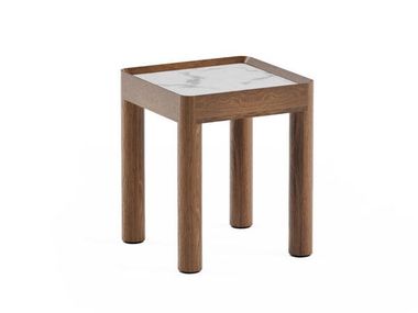 Square coffee table in wood and marble INSET MDD